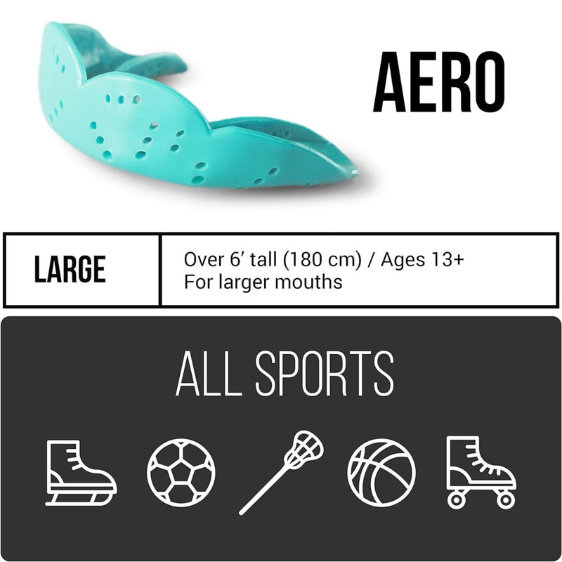 SISU Aero Large Mouthguard, Intense Red - 30% Stronger Protection for Lacrosse, Football, Hockey, Roller Derby, Team Sports - Remoldable Up to 20 Times - Ultra Slim - Works for Braces - Non Toxic - Image 2